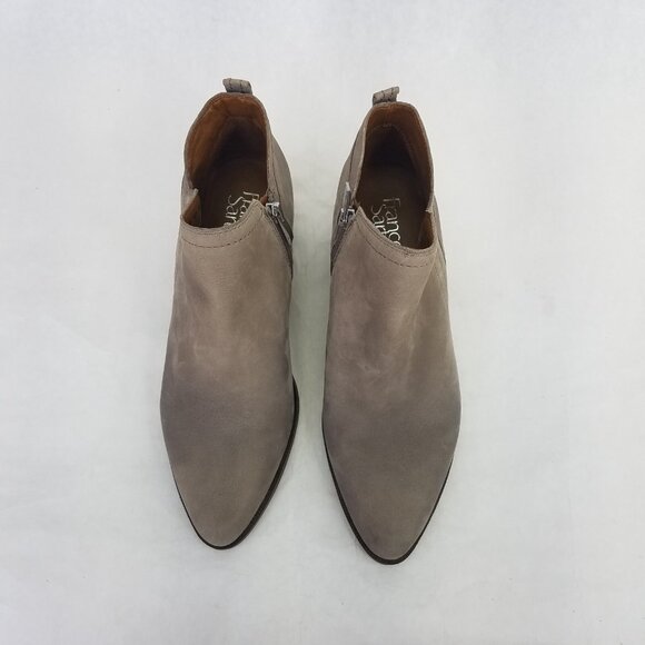 Franco Sarto Laslo Ankle Booties Women's 9 Leather Side Zip Iron Grey Block Heel - Picture 4 of 13